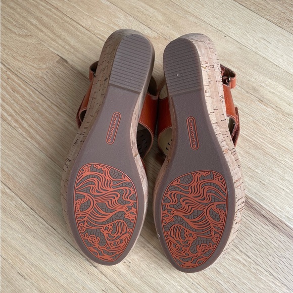 Comfortiva Leather Cork Wedge Sandals Size 8.5 in Excellent Condition - Picture 9 of 13